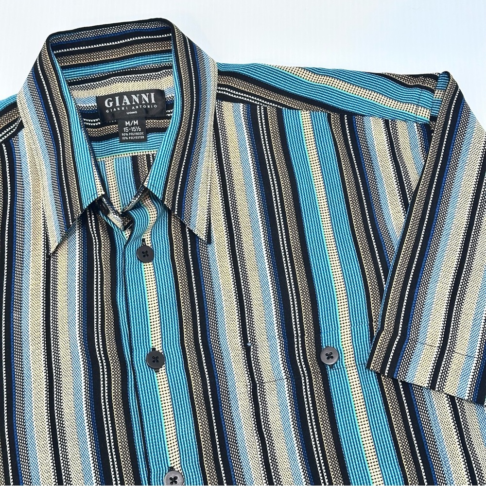 Gianni Blue Striped Casual Button-Down Shirt